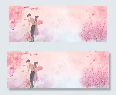浪漫朦胧清新唯美情人节banner