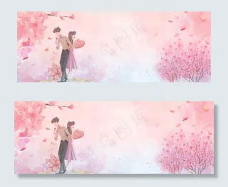 浪漫朦胧清新唯美情人节banner