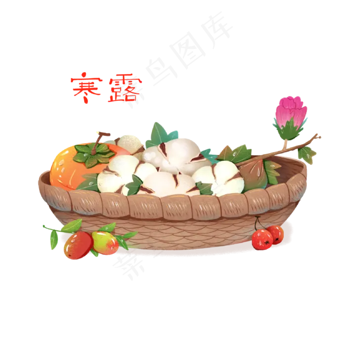 寒露霜降柿子棉花(2000X2000(DPI:300))psd模版下载