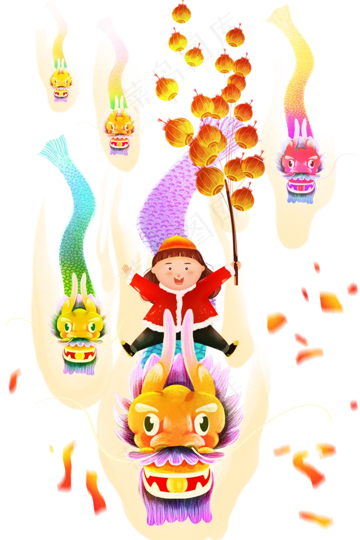新年春节过节女孩龙(2000X2999(DPI:300))psd模版下载