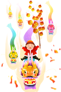 新年春节过节女孩龙