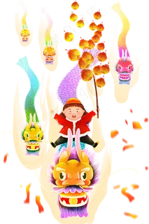 新年春节过节女孩龙