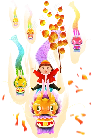 新年春节过节女孩龙