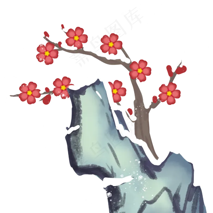 中国风大雪雪花梅花(3000X3000(DPI:300))psd模版下载
