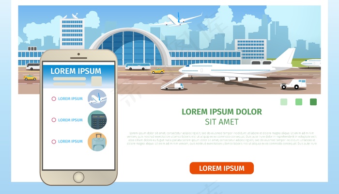 订购航空服务卡通矢量网页eps,ai矢量模版下载