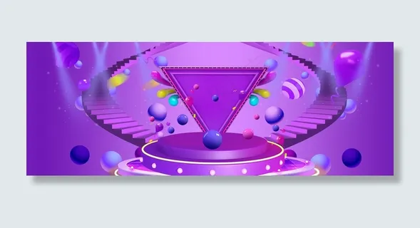 双11大气几何彩球紫色banner