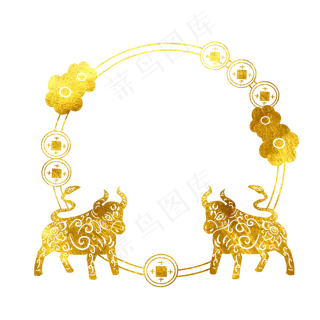 金色金牛花纹边框