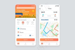 公共交通应用程序app屏幕包
