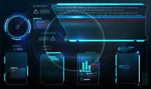 Hud、ui、gui未来用户界面屏幕元素集。电子游戏的高科技屏幕。