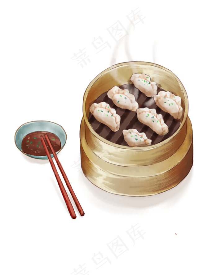 手绘冬天美味饺子