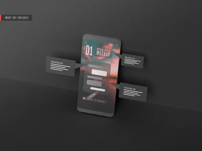 手机模型样机上的消息会话概念psd模版下载