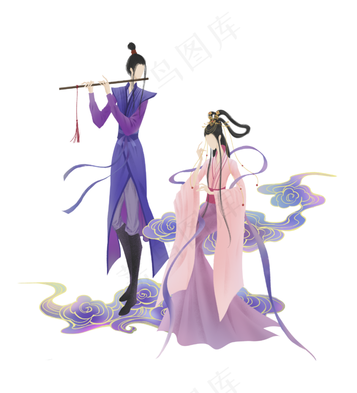 国潮七夕牛郎织女喜鹊(3000X3301(DPI:300))psd模版下载