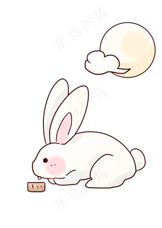 白色中秋玉兔造型手绘