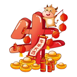 2021年春节红色喜庆牛年牛字