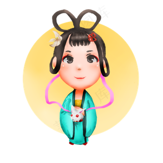 中秋节抱兔子嫦娥