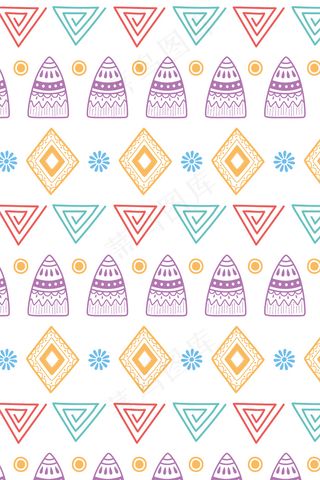 民族手工制作，部落形状花卉装饰背景矢量插图