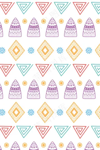 民族手工制作，部落形状花卉装饰背景矢量插图