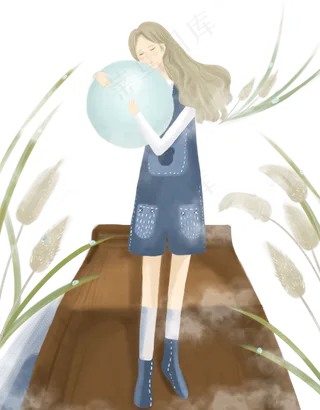 寒露露珠人物免抠图