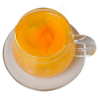 一杯黄桃果肉免抠图