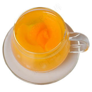 一杯黄桃果肉免抠图