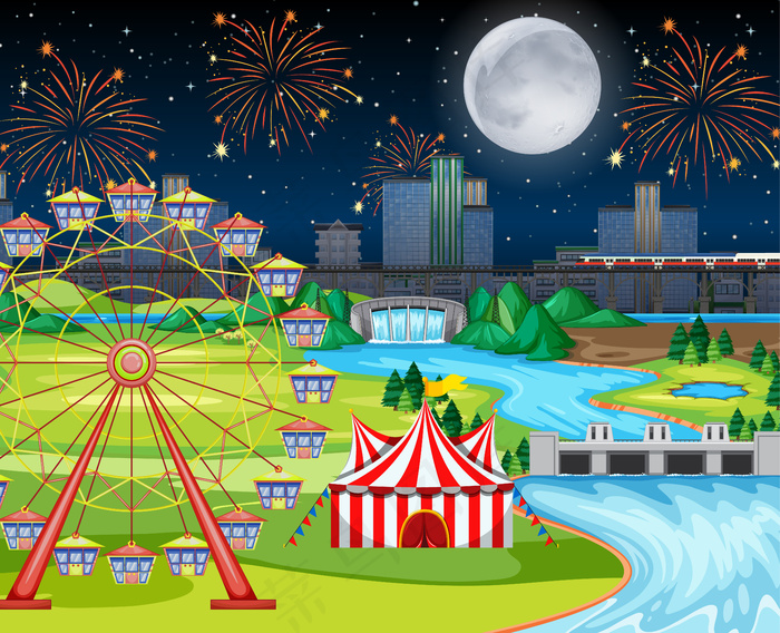 主题夜游乐园节，大月景