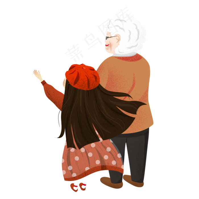 重阳节老奶奶和她的小孙女可商用