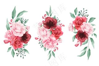 婚礼或贺卡元素的水彩花卉布置