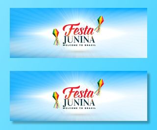清净的天空，装饰着festa junina灯饰横幅banner