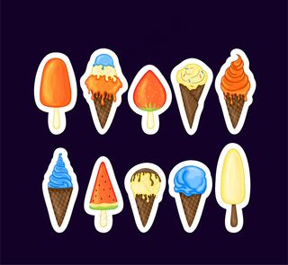 可爱卡通风格的冰淇淋。