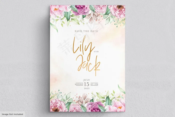 手绘花卉婚礼请柬eps,ai矢量模版下载