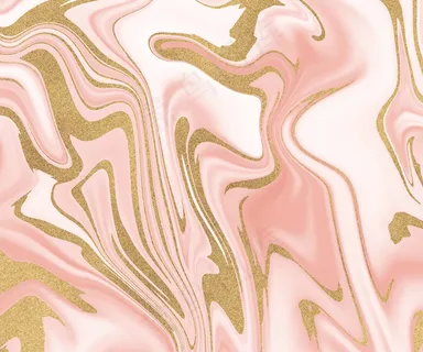 粉红色带金色闪光的液体水墨画抽象图案。