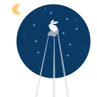 中秋奔月的小兔子手绘免抠图