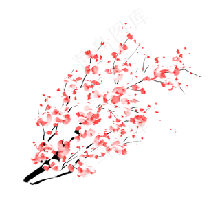 中国风手绘梅花花枝