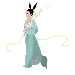 手绘古代女孩免抠图