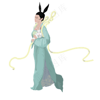 手绘古代女孩免抠图