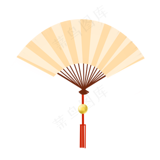 中秋节古风淡黄色纸扇