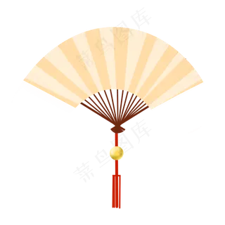 中秋节古风淡黄色纸扇