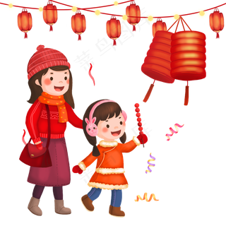 陪妈妈新年逛庙会