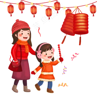 陪妈妈新年逛庙会