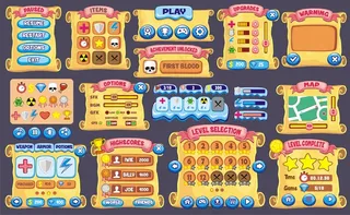 界面游戏设计。创建2d游戏所需的所有屏幕