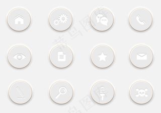 圆形按钮上的白色计算机图标