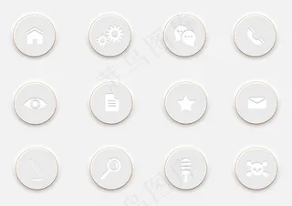 圆形按钮上的白色计算机图标