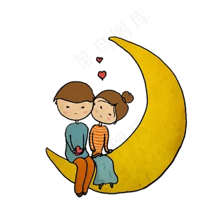 七夕情人节手绘情侣