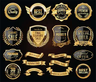 复古复古金徽章标签徽章和盾牌系列