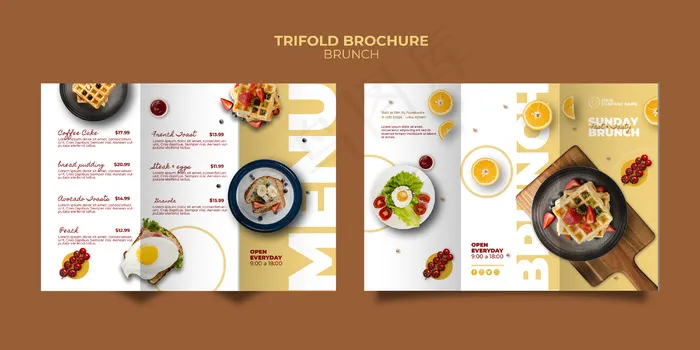 带有早午餐概念的小册子模板psd模版下载