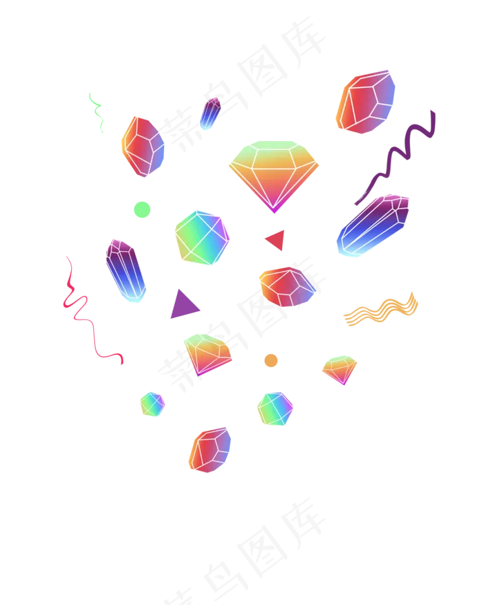 彩色渐变钻石漂浮物(2000X2500(DPI:300))psd模版下载