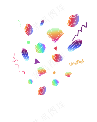 彩色渐变钻石漂浮物