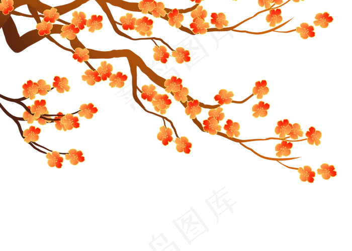 国潮梅花花枝(2800X2000(DPI:299))psd模版下载