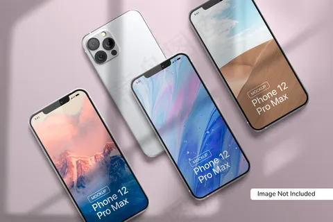 带阴影覆盖的Smartphone 12 pro max实体模型样机
