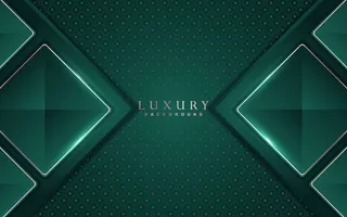 抽象豪华背景，绿色和玫瑰金元素装饰